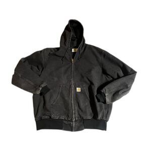 Carhartt Black Utility Jacket Mens XXL Tall Canvas Lined Heavy Duty Clean